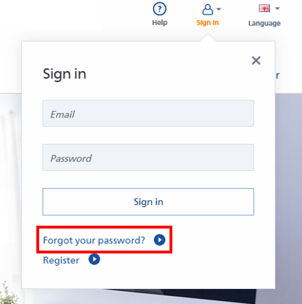 Okno rejestracji z polami na e-mail i hasło oraz linkami do przypomnienia hasła i rejestracji.